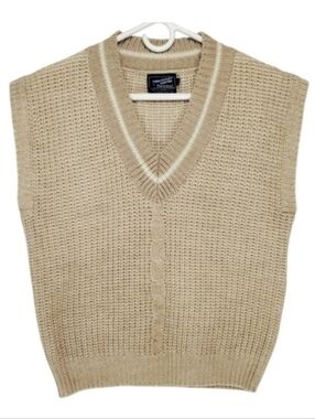 7045 * Vintage Haberdashery Collection V-Neck Pullover Sweater Vest Tan Size L